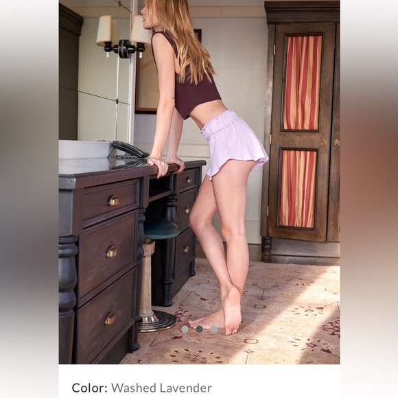 Free People Movement- Early Night Shorts in Washed Lavender. Size Medium Worn 1x - Picture 4 of 6